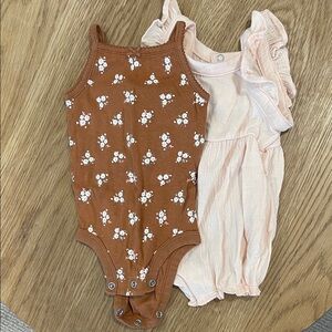 Carter's Floral Brown and Soft Pink Bodysuits